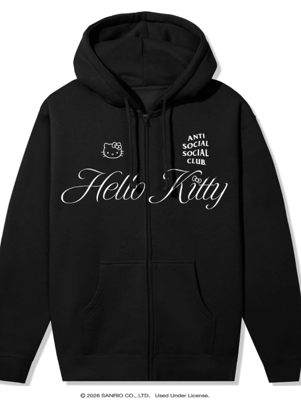 NWT Anti Social Social Club x Hello Kitty Ethereal Full Zip Hoodie Black S